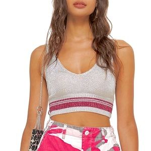 TOPSHOP Silver Crop Top •US 6/SM•